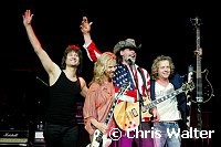 Michael Cartellone, Tommy Shaw, Ted Nugent and Jack Blades in Damn Yankees which played together for first time in 10 years at Alice Cooper's Christmas Pudding show for his Solid Rock Foundation Charity at Dodge Theatre in Phoenix, Arizona, December 18th 2004. Photo by Chris Walter/Photofeatures.