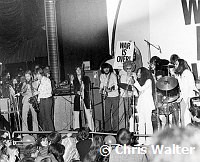 John Lennon 1969 with Jim Price, Bobby Keys, George Harrison, Eric Clapton, Delaney Bramlett, Bonnie Bramlett, Yoko Ono and John Lennon at the Lyceum, December 15th 1969.