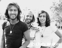 Bee Gees July 1978 Barry Gibb, Maurice Gibb and Robin Gibb on the Sgt. Pepper film set