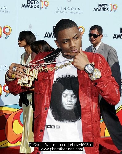 Photo of Soulja Boy at the 2009 BET Awards at the Shrine Auditorium in Los Angeles on June 28th 2009.<br>Photo by Chris Walter/Photofeatures , reference; soulja-boy-4648a