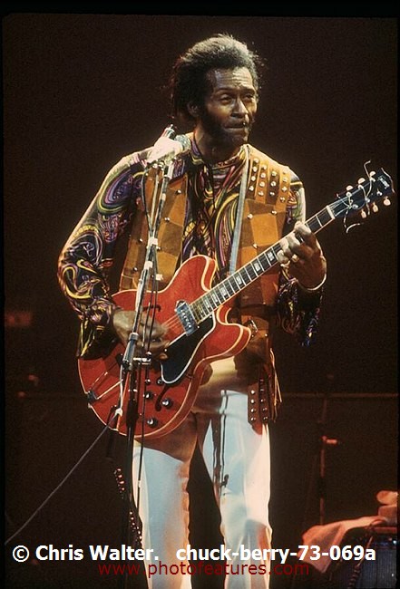 Photo of Chuck Berry for media use , reference; chuck-berry-73-069a,www.photofeatures.com