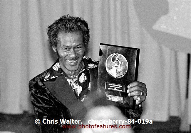 Photo of Chuck Berry for media use , reference; chuck-berry-84-019a,www.photofeatures.com