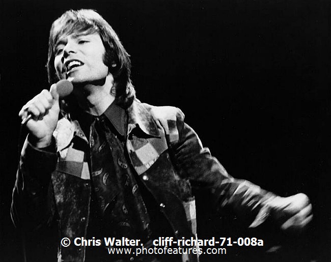 Photo of Cliff Richard for media use , reference; cliff-richard-71-008a,www.photofeatures.com