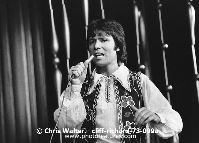 Photo of Cliff Richard for media use , reference; cliff-richard-73-009a,www.photofeatures.com