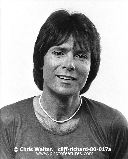 Photo of Cliff Richard for media use , reference; cliff-richard-80-017a,www.photofeatures.com