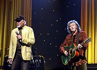 Photo of Beach Boys Mike Love and Donovan <br>in concert for the David Lynch Foundation for Consciousness-Based Education and the David Lynch book &quotCatching The Big Fish: Meditation, Consciousness and Creativity" at the Kodak Theatre in Hollywood, January 21st 2007.<br>Photo by Chris Walter/Photofeatures