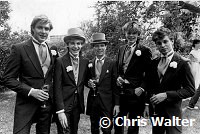 Duran Duran 1982 Simon Le Bon, Nick Rhodes, Andy Taylor, John Taylor and Roger Taylor at Andy Taylor's wedding at Chateayu Marmont in Hollywood