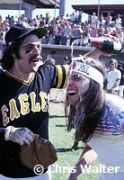 The Eagles 1978  Glenn Frey and Timothy B. Schmit celebrate at Eagles vs Rolling Stone Mag softball game.<br> Chris Walter