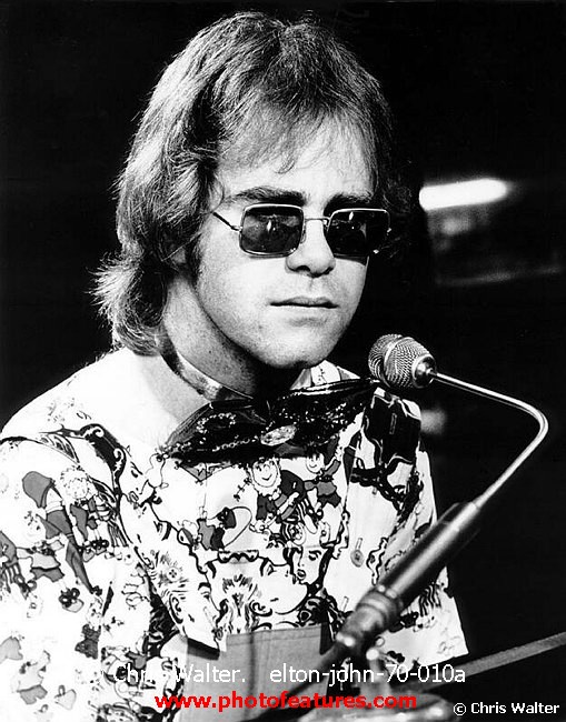 Photo of Elton John for media use , reference; elton-john-70-010a,www.photofeatures.com