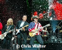 Tommy Shaw, Glen Campbell and Ted Nugent at Alice Cooper's Christmas Pudding show for his Solid Rock Foundation Charity at Dodge Theatre in Phoenix, Arizona, December 18th 2004. Photo by Chris Walter/Photofeatures.
