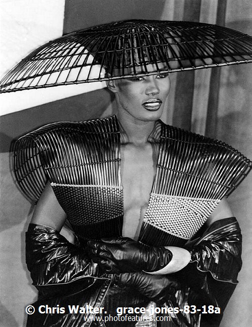 Photo of Grace Jones for media use , reference; grace-jones-83-18a,www.photofeatures.com