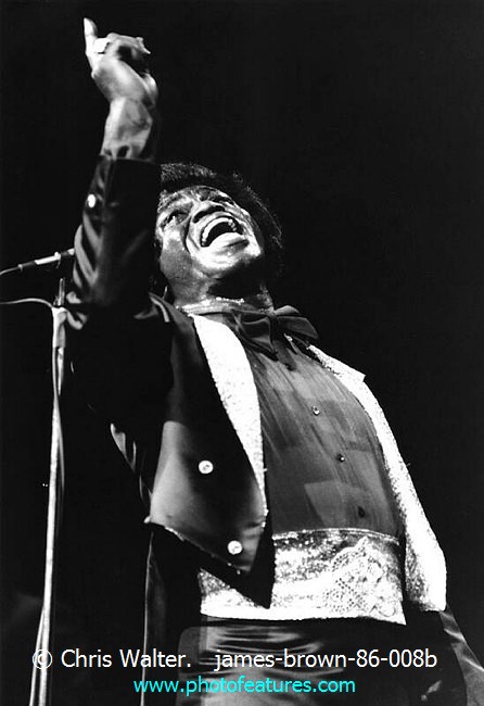 Photo of James Brown for media use , reference; james-brown-86-008b,www.photofeatures.com