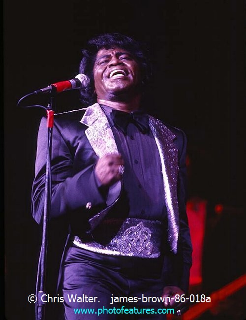 Photo of James Brown for media use , reference; james-brown-86-018a,www.photofeatures.com