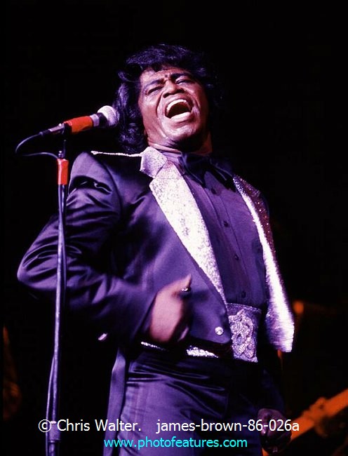Photo of James Brown for media use , reference; james-brown-86-026a,www.photofeatures.com