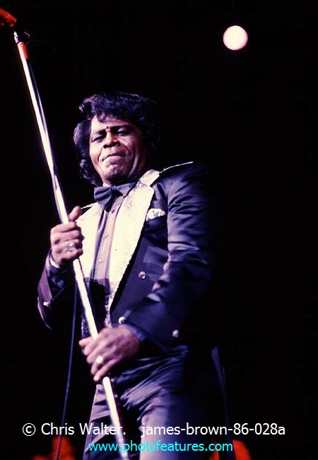 Photo of James Brown for media use , reference; james-brown-86-028a,www.photofeatures.com