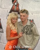 Paris Hilton and Nick Carter (of Backstreet Boys) at the 2004 MTV Movie Awards at Sony Picture Studios in Culver City 6/5/2004 