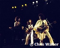 Queen 1975 Freddie Mercury, John Deacon and Brian May<br> Chris Walter<br>