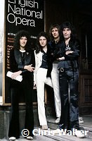 Queen 1975 Brian May John Deacon Roger Taylor Freddie Mercury at party for Night At The Opera September 1975<br> Chris Walter