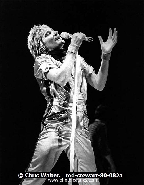 Photo of Rod Stewart for media use , reference; rod-stewart-80-082a,www.photofeatures.com