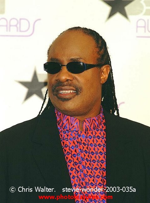 Photo of Stevie Wonder for media use , reference; stevie-wonder-2003-035a,www.photofeatures.com