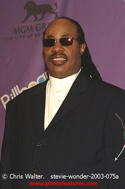 Photo of Stevie Wonder for media use , reference; stevie-wonder-2003-075a,www.photofeatures.com