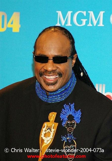 Photo of Stevie Wonder for media use , reference; stevie-wonder-2004-073a,www.photofeatures.com
