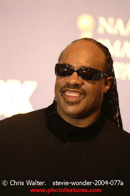 Photo of Stevie Wonder for media use , reference; stevie-wonder-2004-077a,www.photofeatures.com