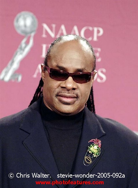 Photo of Stevie Wonder for media use , reference; stevie-wonder-2005-092a,www.photofeatures.com