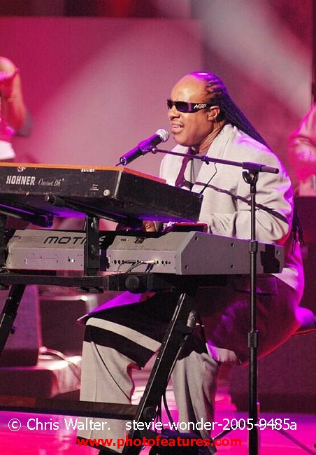 Photo of Stevie Wonder for media use , reference; stevie-wonder-2005-9485a,www.photofeatures.com