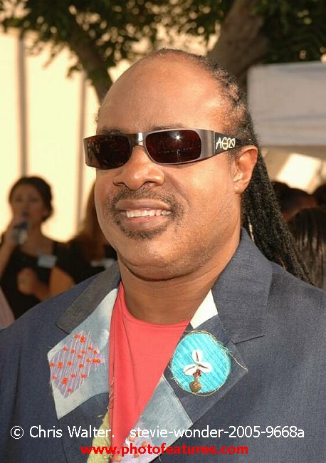 Photo of Stevie Wonder for media use , reference; stevie-wonder-2005-9668a,www.photofeatures.com