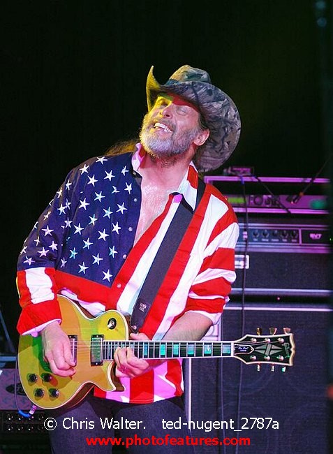 Photo of Ted Nugent for media use , reference; ted-nugent_2787a,www.photofeatures.com